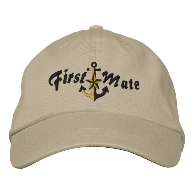 Första Mate Nautical Star Anchor Black Broderad Keps (Framsida)