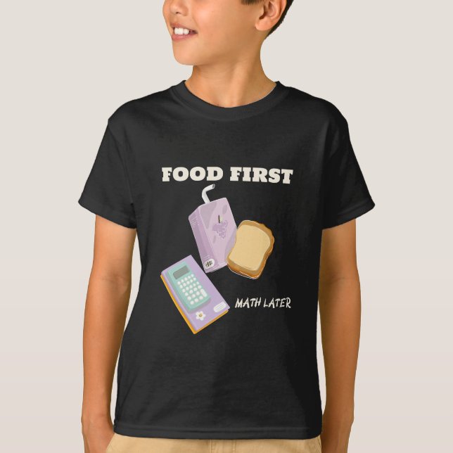 Första maten senare skollunch, brytskjorta t shirt (Framsida)