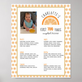 Första milstolpen 100 Mat Orange Baby Poster