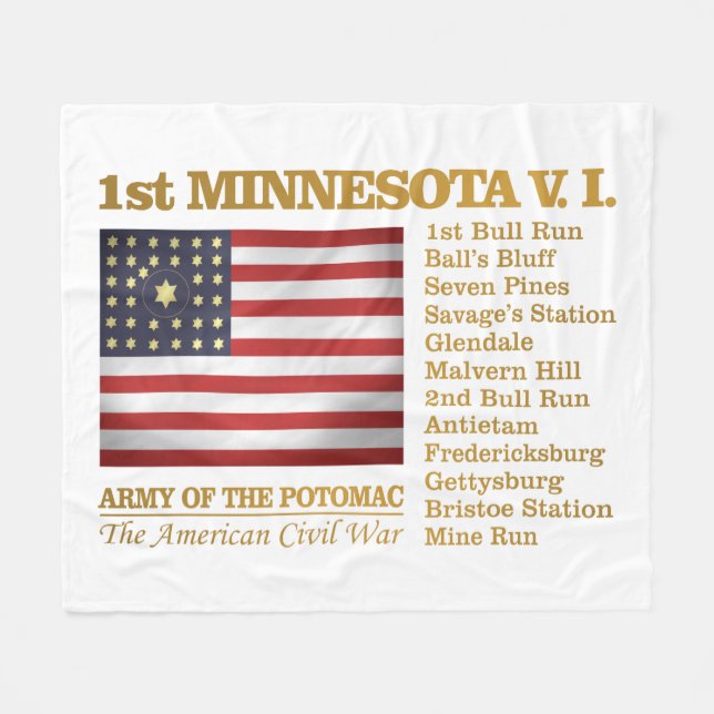 Första Minnesota Volunteer Infantry (BH) Fleecefilt (Framsidan (Horisontell))