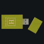 Första monogrammet med vit ram för Apple Grönt Trä USB-minne<br><div class="desc">Apple Grönt och White Framework Initial Monogram A snyggt solid bakgrund med vit ram för monogram, namn eller annan text. Du kan också ändra teckensnittet, ändra teckensnittet storlekt och färg, flytta texten osv. Om du vill ha den här designen i andra färg kan du bara skicka ett e-postmeddelande till oss....</div>