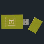 Första monogrammet med vit ram för Apple Grönt Trä USB-minne<br><div class="desc">Apple Grönt och White Framework Initial Monogram A snyggt solid bakgrund med vit ram för monogram, namn eller annan text. Du kan också ändra teckensnittet, ändra teckensnittet storlekt och färg, flytta texten osv. Om du vill ha den här designen i andra färg kan du bara skicka ett e-postmeddelande till oss....</div>