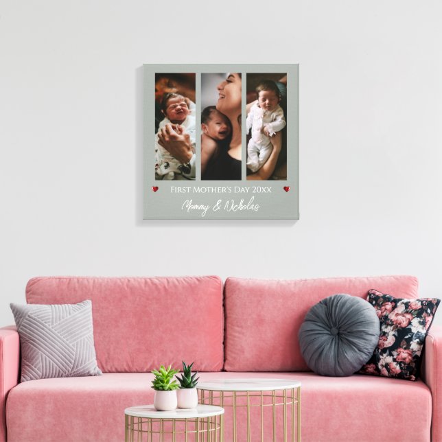 Första Mors dag 3-Grönten för fotokollage Canvastryck (Insitu (Vardagsrum))