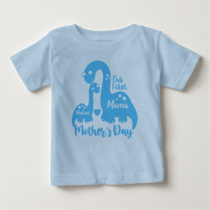 Första Mors dag, Cute Dinosaur Baby & Mamma T Shirt