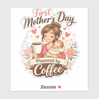 Första Mors Dag drevs av kaffe – Ny mammas present Klistermärken