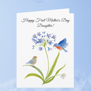 Första Mors dag för dotter Bluebird Floral Kort