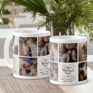 Första mors dag Foto Collage Hjärta Minne Kaffemugg