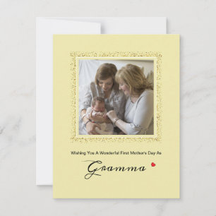 Första mors dag glitterkonfetti mormor foto julkort