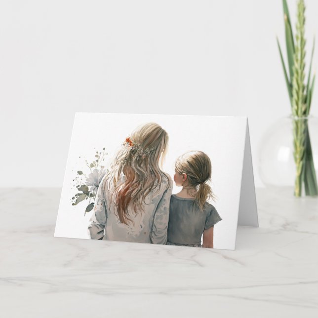 Första Mors dag Mamma och dotter Kort (Framsida)