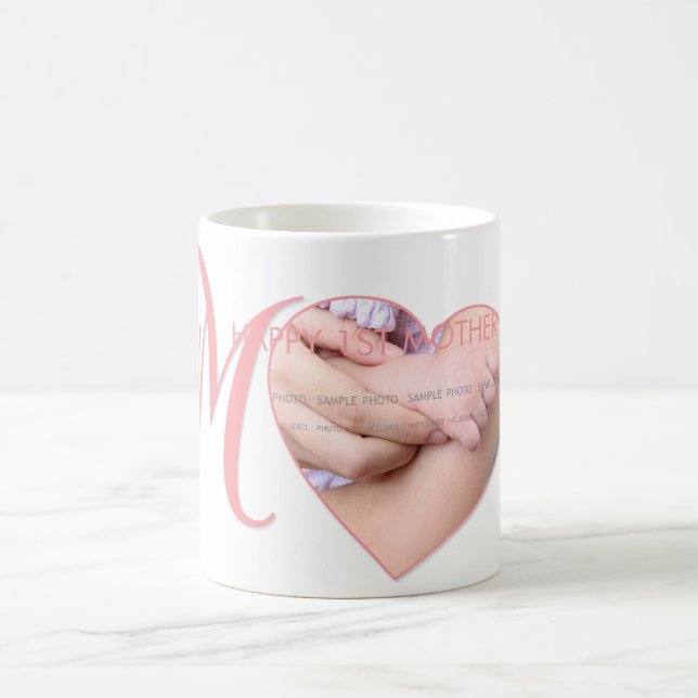 Första Mors dag New Mamma Rosa Heart Photo Kaffemugg (Center)