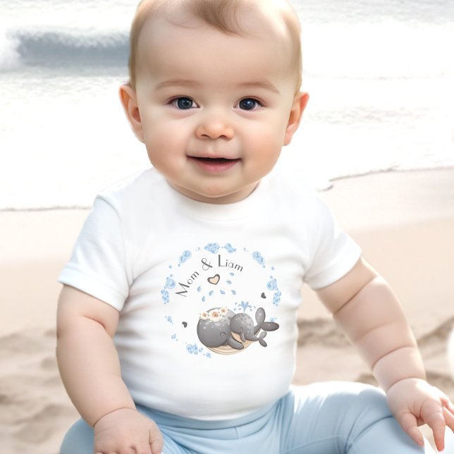 Första Mors dag Personlig Namn Boy T Shirt (First Mother's Day Personalized Name Boy Baby T-Shirt)