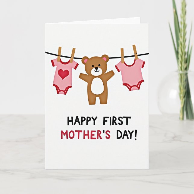 Första mors dag plyschdjur kort (Framsida)
