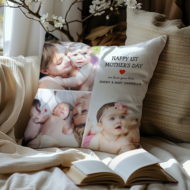 Första Mors Dag Present | Söt Fotokollage Kudde (Skapare uppladdad)