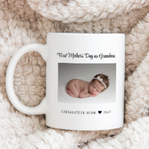Första Mors dag som Grandma Nyfödd bebis Photo Kaffemugg