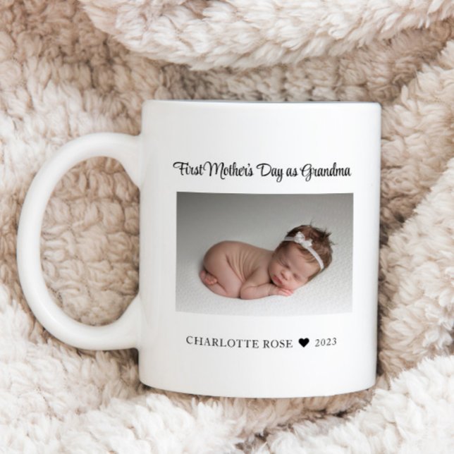 Första Mors dag som Grandma Nyfödd bebis Photo Kaffemugg (Skapare uppladdad)