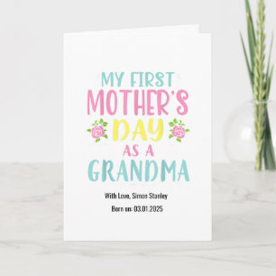 Första Mors dag som ny mormor, ro, färglös Kort