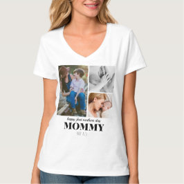 första mors dag söt 3-foto collage skylt t shirt