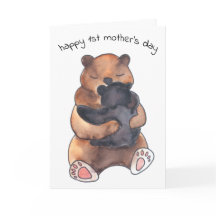 Första mors dag Söt björn knuffar bebis
