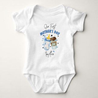 Första mors dag tillsammans / Blå matchande outfit T Shirt