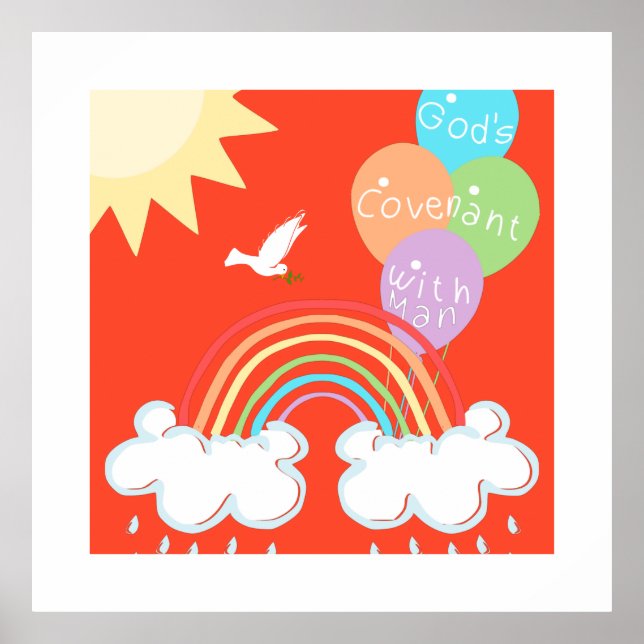 Första Mosebok 9 Guds förbund med människan regnbå Poster (Framsidan)