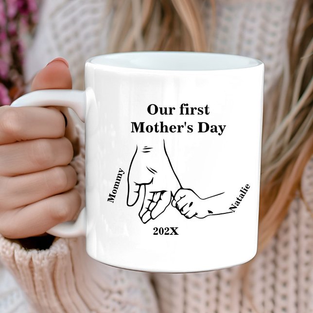 Första Motherd's Bump Lycklig Mors dag Kaffemugg (Skapare uppladdad)