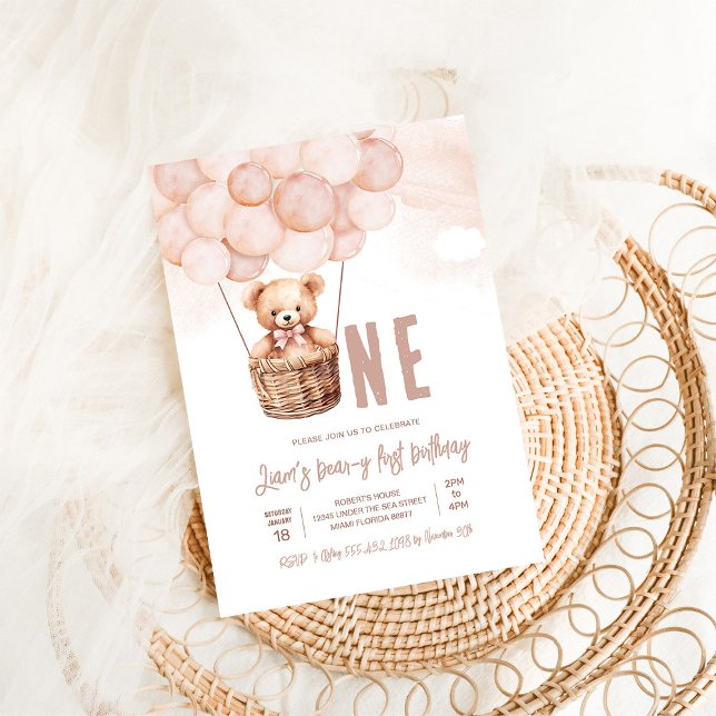 Första Nallen Boy Boho 1:a födelsedagen Inbjudningar (Skapare uppladdad)