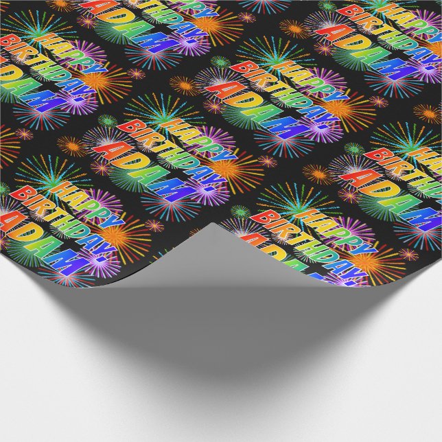 Första Namn, "ADAM", Roligten "GRATTIS PÅ FÖDELSED Presentpapper (Hörn)