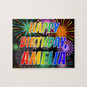 Första Namn, "AMELIA", Roligten "GRATTIS PÅ FÖD Pussel
