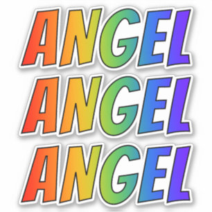 Första Namn ’ANGEL’ med Roligt regnbågsfärg Klistermärken