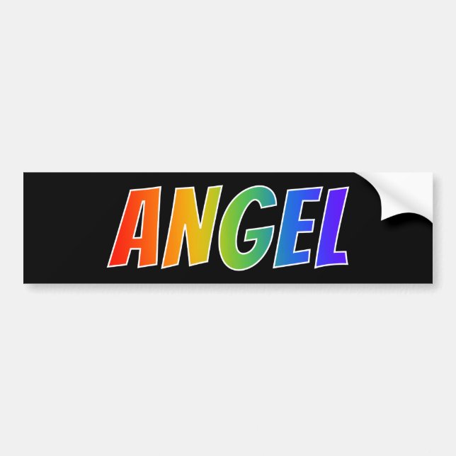 Första Namn, "ANGEL": Roligtens regnbågsfärgning Bildekal (Framsidan)