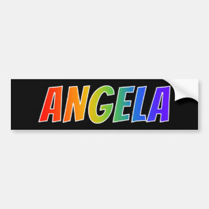 Första Namn (ANGELA): Roligtens regnbågsfärgnin Bildekal