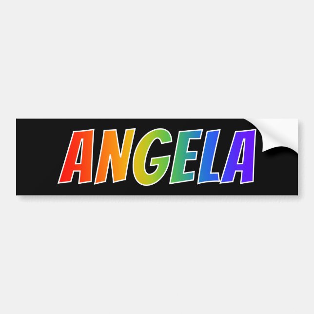 Första Namn (ANGELA): Roligtens regnbågsfärgning Bildekal (Framsidan)