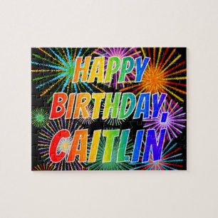 Första Namn, "CAITLIN", Roligten "GRATTIS PÅ FÖDEL Pussel