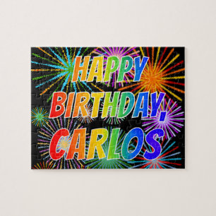 Första Namn, "CARLOS", Roligt "GRATTIS PÅ FÖDELSED Pussel