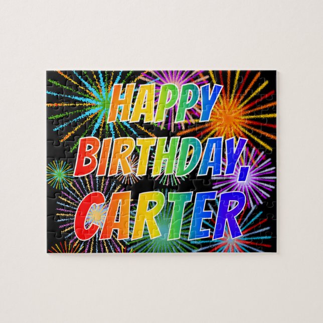 Första Namn, "CARTER", Roligten "GRATTIS PÅ FÖDELS Pussel (Horisontell)