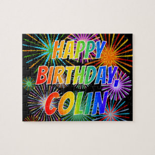 Första Namn, "COLIN", Roligten "GRATTIS PÅ FÖDE Pussel