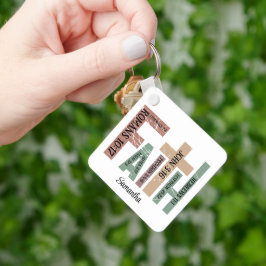 Första Namn Cute Colorful Bible Verses Typography Nyckelring