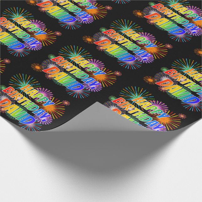 Första Namn, "DAVID", Roligten "GRATTIS PÅ FÖDELSE Presentpapper (Hörn)