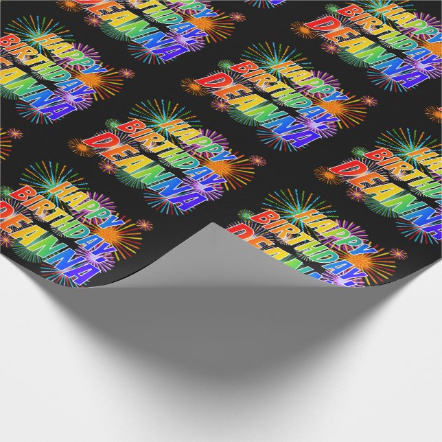 Första Namn ’DEANNA’, Roligten ’GRATTIS PÅ FÖDELSE Presentpapper (Hörn)