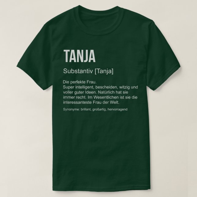 Första Namn Definition Funny Namn Gift Tanja T Shirt (Design framsida)
