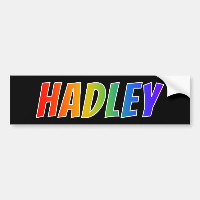 Första Namn, "HADLEY": Roligt Regnbågsfärgning Bildekal (Framsidan)