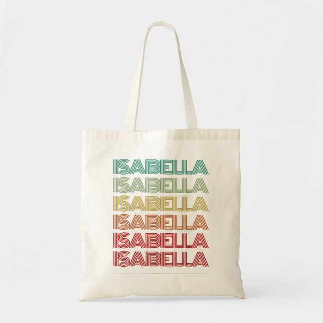 Första Namn ISABELLA Girl Retro Personlig Groovy Tygkasse (Framsidan)
