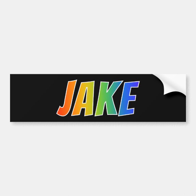 Första Namn, "JAKE": Roligt Regnbågsfärgning Bildekal (Framsidan)