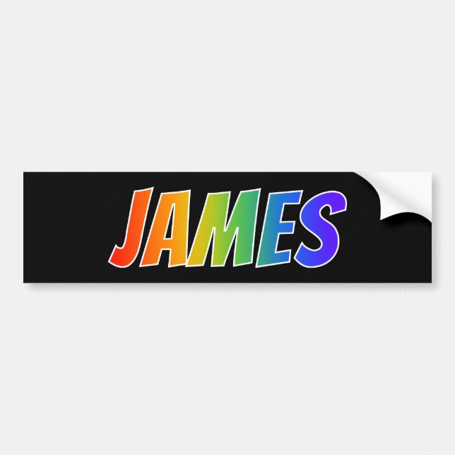 Första Namn, "JAMES": Roligtens regnbågsfärgning Bildekal (Framsidan)