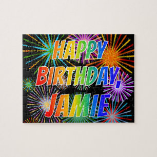 Första Namn ’JAMIE’, Roligten ’GRATTIS PÅ FÖDELSED Pussel