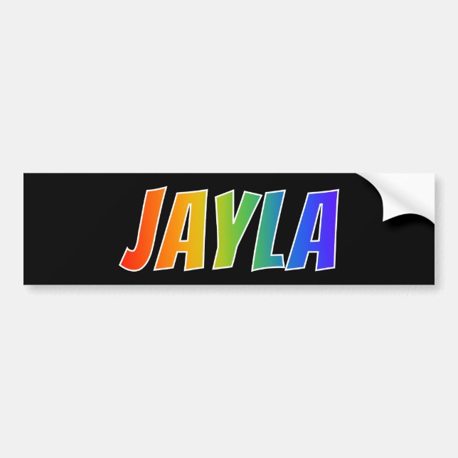 Första Namn, "JAYLA": Roligt Rainbow Coloring Colo Bildekal (Framsidan)
