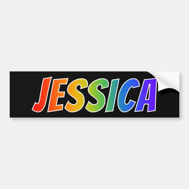 Första Namn, "JESSICA": Roligtens regnbågsfärgning Bildekal (Framsidan)
