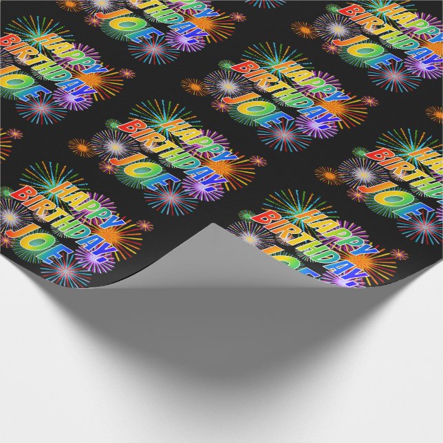 Första Namn "JOE", Roligten "GRATTIS PÅ FÖDELSEDAG Presentpapper (Hörn)