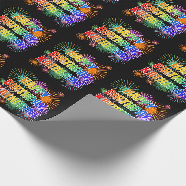 Första Namn, "KATHERINE", Roligten "GRATTIS PÅ FÖD Presentpapper (Hörn)