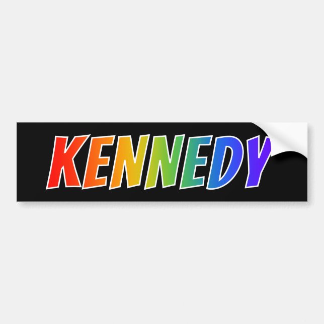 Första Namn, "KENNEDY": Roligtens regnbågsfärgning Bildekal (Framsidan)